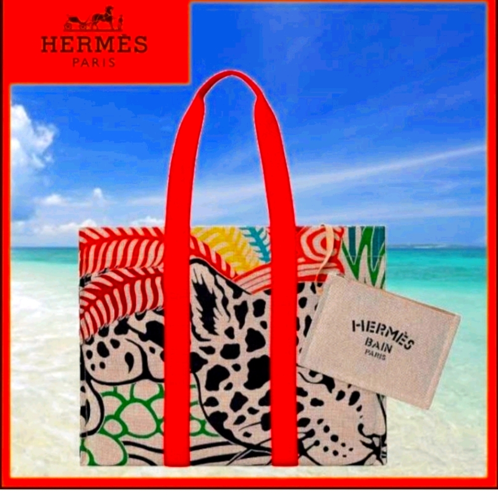 HERMES | Jaguar Quetzal Beach Bag